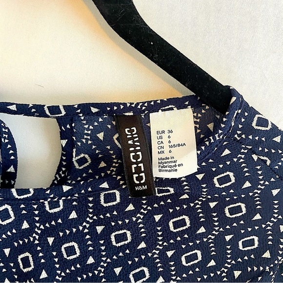 H&M Divided Dress With Pattern | Size: 6 | Colour: Navy Blue/White Detail - Picture 2 of 5